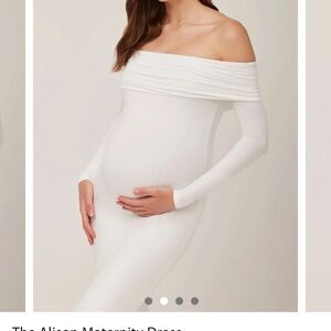 Off-Shoulder White Maternity Dress